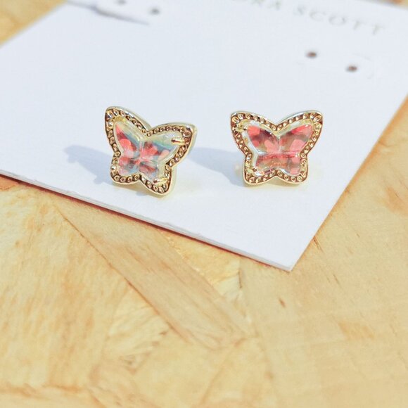 Kendra Scott Gold and White Butterfly Earrings - Picture 2 of 4